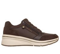 Skechers Billion Flex Luxe Up Leder Damen Schokolade Duraleather/Mesh Sneakers EU 38 / UK 5