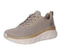 Sneaker SKECHERS "BOBS B FLEX HI-FLYING HI", Damen, Gr. 36, beige (taupe, goldfarben), Textil, Schuhe Sneaker, Trainingsschuh, Schnürschuh, Freizeitschuh in veganer Verarbeitung (55809336-36) taupe, g