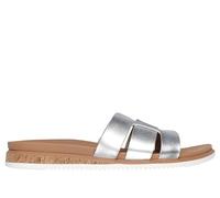 Pantolette SKECHERS "DESERT KISS LOW-PEAK LOOK", Damen, Gr. 37, silber (silberfarben), Lederimitat, metallic, modisch, Schuhe, Flats, Sandale mit Fußbett (84668615-37) silberfarben