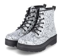 Skechers Kinder-Mädchen-Schnürstiefelette GRAVLEN HI - DOODLE DOWN Silber-Schwarz 34