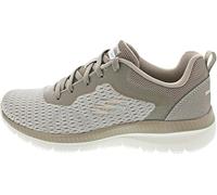 Sneaker SKECHERS "BOUNTIFUL - QUICK PATH", Damen, Gr. 40, grau (taupe), Textil, Lederimitat, sportlich, Schuhe, Freizeitschuh, Halbschuh, Schnürschuh mit gepolsterter Innensohle, Topseller (92442043-4