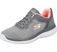 Berufsschuh SKECHERS "BOUNTIFUL - QUICK PATH", Damen, Gr. 42, grau, koralle, Lederimitat, Textil, Schuhe, Freizeitschuh, Halbschuh, Schnürschuh mit gepolsterter Innensohle (84735257-42) grau, koralle