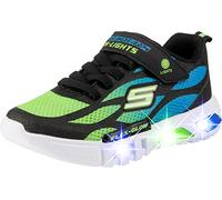 Skechers Boy's Flex-Glow Dezlom Trainers, Black Synthetic/ Textile/ Blue & Lime Trim, 29 EU