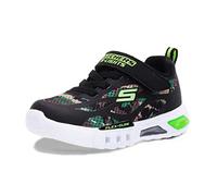 Skechers Boy's Flex-Glow Dezlom Trainers, Black Synthetic/ Textile/ Blue & Lime Trim, 35.5 EU