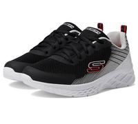 Skechers Boys Sneaker, Black Textile/Synthetic/Silver & Red Tri, 31 EU