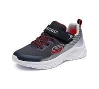 Skechers Boys Sneaker, Black Textile/Synthetic/Silver & Red Trim, 33.5 EU