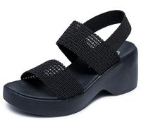 Skechers CALI DAY, Damen Sandale mit Absatz, Black,