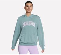 Skechers Collegiate Kapuzenpullover in Light Grau/Türkis, Größe XL