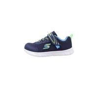 Skechers Comfy Flex MINI Trainer Sneaker, Navy Textile & Synthetic/Blue & Lime Trim, 28 EU