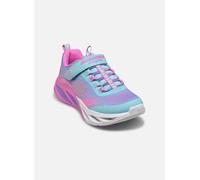 Sneaker SKECHERS "COSMIC GLOW LIGHTS", Kinder, Gr. 34, bunt (türkis, multi), Textil, Lederimitat, kontrastfarbene Details, modisch, Schuhe, Blink,-Klettschuh mit Glitzer, Größenschablone zum Download 