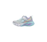 Sneaker SKECHERS "COSMIC GLOW LIGHTS", Damen, Gr. 32, silberfarben, Lederimitat, Textil, Mesh, leicht glänzend, Schuhe Sneaker, Sportschuh mit Klett, Größenschablone zum Download (18041709-32) silberf