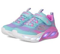 Sneaker SKECHERS "COSMIC GLOW LIGHTS", Mädchen, Gr. 33, bunt (türkis, multi), Lederimitat, Textil, kontrastfarbene Details, Schuhe Sneaker, Klettschuh mit Glitzer, Größenschablone zum Download (184173