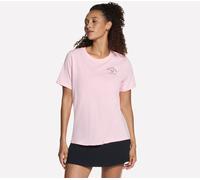 Skechers Court Classics Shorts Sleeve T-Shirt in White/Pink, Größe Medium