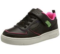 Skechers Court Squad Color Remix Sneaker, Black Synthetic/Multi Trim, 35 EU