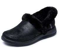 Skechers Cozy EscapeSlipper für Damen, Schwarzes Performtex-Kunstfell, 37.5 EU