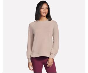 Skechers Cozy Luxe Crewneck Top in Grau/Braun, Größe Groß