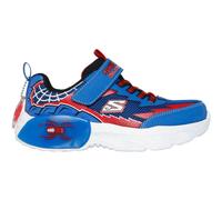Sneaker SKECHERS "CREATURE-CRAWLERS", Kinder, Gr. 30, blau (blau, rot), Mesh, Lederimitat, animal-print, kontrastfarbene Details, sportlich, Schuhe, Blink,-Klettschuh mit coolem Motiv, Größenschablone
