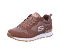 Skechers Damen 111 Sportschuhe, Schokoladenbraunes Wildleder, Nylon, rotgoldener Rand, 39 EU