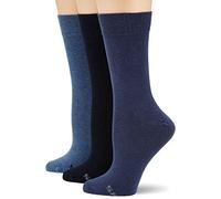 Skechers Damen 3er Pack Crew Socken aus weichem Baumwollmix Frauen Strümpfe, Blau (Denim Melange 5500), 35-38