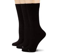 Skechers Damen 3er Pack Crew Socken aus weichem Baumwollmix Frauen Strümpfe, Schwarz (Black 9999) , 35-38