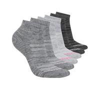 Skechers Damen 6er-Pack Performance Quarter Crew, Atmungsaktives und Gepolstertes Fußbett Socken, Mittelgrau/Hellgrau/Anthrazit, 9-11