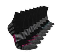 Skechers Damen 8er-Pack Work Collection High Quarter Crew Socken, extra Polsterung und Mesh-Belüftung, Schwarz/Pink Glo/Bluefish, 9-11