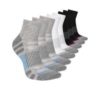 Skechers Damen 8er-Pack Work Collection High Quarter Crew Socken, extra Polsterung und Mesh-Belüftung, Hellgrau meliert/Weiß/Schwarz, 9-11