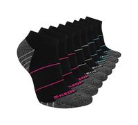 Skechers Damen 8er-Pack Work Collection Low Cut Socken, verlängertes Kissen und Netz-Belüftung, Schwarz/Pink Glo/Bluefish, 9-11