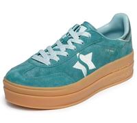 Skechers Damen Academy Hi Elevated Essence Turnschuhe, Green Leather/Trim, 38 EU