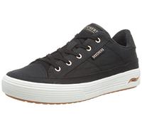 Skechers Damen Arch Fit Arcade Sneaker, Schwarze Leinwand mit rotgoldfarbenem Rand, 41 EU