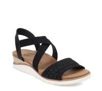 Skechers Damen Arch FIT Beach KISS Sandale, Schwarz Knit/Duraleather, 38 EU, Black Knit Duraleather, 38 EU