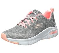 Skechers Damen Arch Fit Comfy Wave sneakers, Gray Knit Pink Trim, 36 EU