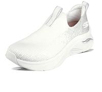 Skechers Damen Arch Fit D'lux Hausschuh, Weißer, silberfarbener Strickbesatz, 39 EU