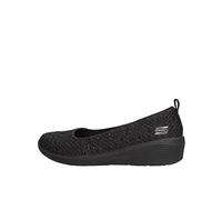 Skechers Damen Arya Sweet Glitz Slip On Sneaker, Black Metallic Knit Black Gunmetal Trim, 37.5 EU