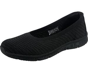 Skechers Damen Be-Cool WonderstruckMary Jane Flat, Schwarzer Strickbesatz, 36 EU
