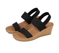 Skechers Damen Beverlee Sheer Luck Sandalen, Schwarzes Strick-Mesh, 40 EU