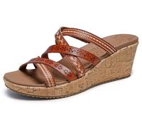 Skechers Damen Beverlee-Tiger Posse-Bohemian Embroidered Multe-Strap Wedge Keilabsatz-Sandale, Gepäck, 42 EU