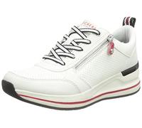 Skechers Damen Billion 2 Side Lines Sneaker, Weißer Duraleather-Reißverschluss, 39 EU