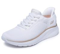 Skechers Damen Bobs Squad Chaos Current Muse Slip-InTurnschuhe, White/Gold Textile, 39 EU