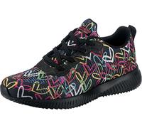 Skechers Damen Bobs Squad Starry Love Sneaker, Black And Multi Engineered Knit, 36.5 EU