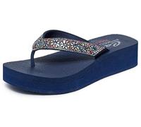 Skechers Damen Cali Vinyasa WILD Daisies, Navy Mitobuck Multi Gem Stone Trim, 35 EU
