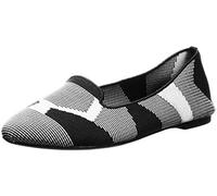 Skechers Damen-Ballerinas Cleo-Sherlock Engineered Knit Loafer Skimmer Schwarz/Weiß 38,5 EU