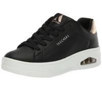 Skechers Damen UNO COURT, Schwarzes Leder, rotgoldener Duraleather, 36 EU