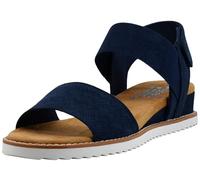 Skechers Damensandale Desert Kiss – Stretch-Viertelriemen, flach, Navy Microfiber Suede/Gore Trim – Größe 39