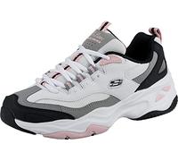 Skechers Damen D'Lites 4.0 Fresh Diva Trainers, White Leather Mesh Black Pink Trim, 35.5 EU