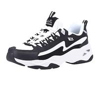 Skechers Damen D'lites 4.0 Sneaker, Black Leather White Mesh Trim, 38 EU