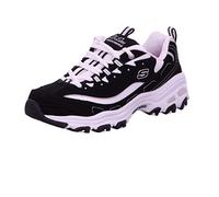 Skechers Damen D'lites Biggest Fan Sneaker, Black Trubuck White Mesh Silver Trim, 42 EU
