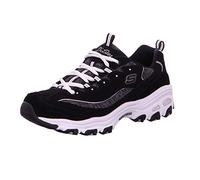 Skechers Damen D'lites Me Time Sneaker, Black Trubuck Black Gray Mesh White Trim, 36.5 EU
