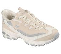 Skechers Damen D'Lites Smooth Nostalgia Sneaker, Natural Leather/Duraleather/Grey Mesh/Trim, 40.5 EU