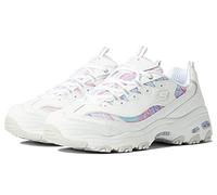 Skechers Damen D'Lites Whimsical Dream Sneaker, Weißes Leder, Multi-Mesh-Besatz, 40 EU
